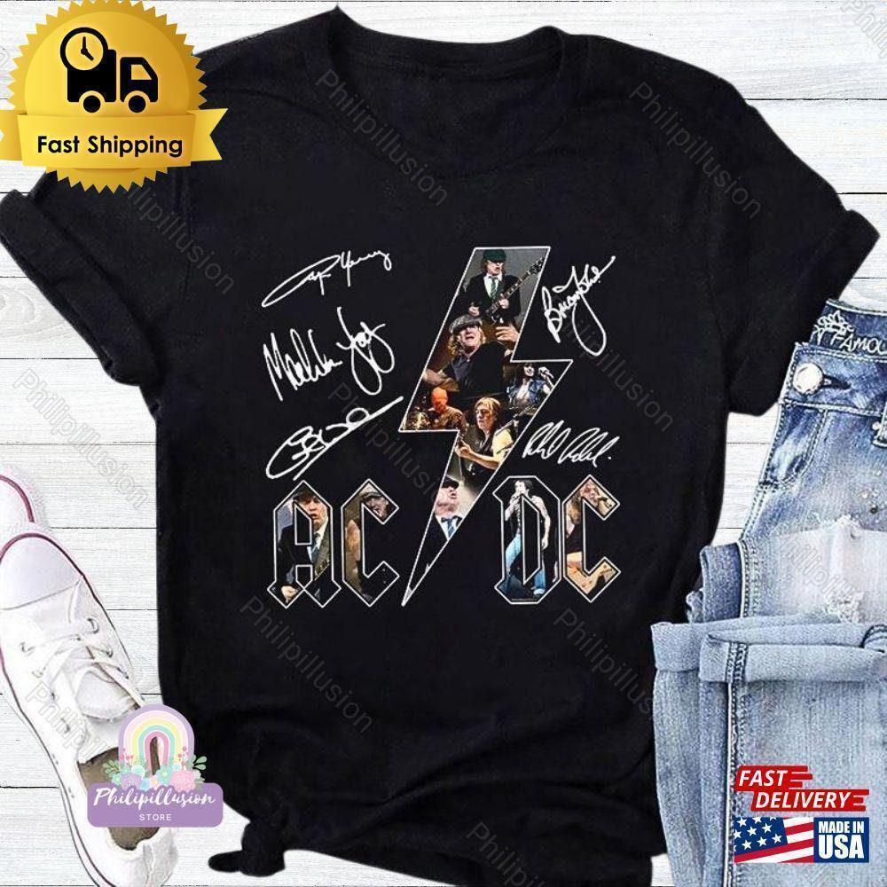Acdc Band 90s Signatures Power Up World Tour T-Shirt